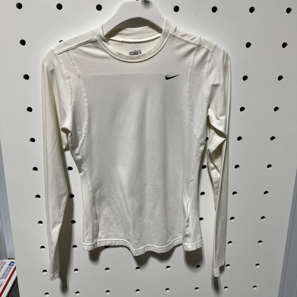 Nike Womens White Long Sleeve Dry Fit Shirt Size S
